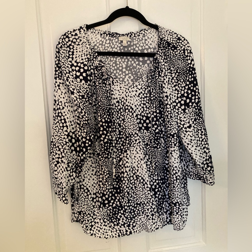 Talbots Black and White Printed Blouse
